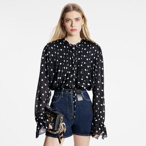 NWT Louis Vuitton Black and White Polka Dot Blouse